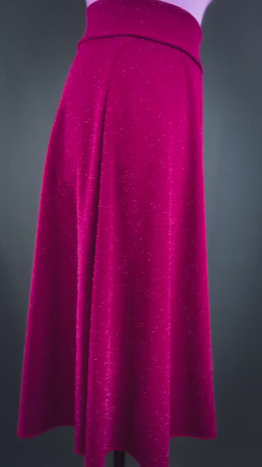 Elegant burgundy tango skirt with flowing a-line silhouette